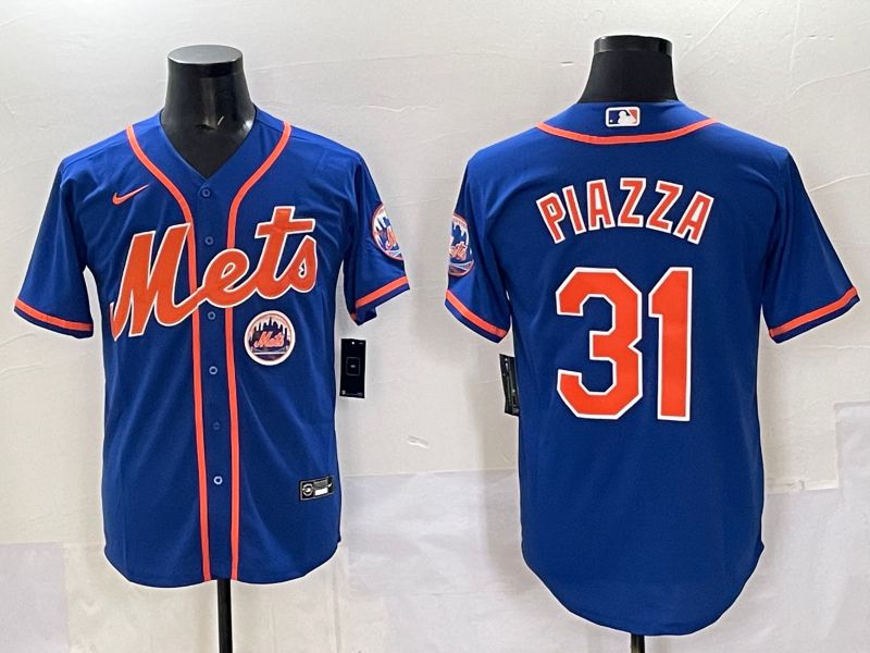 Men 2025 New York Mets 31 Piazza Blue Game Nike MLB Jersey style 010